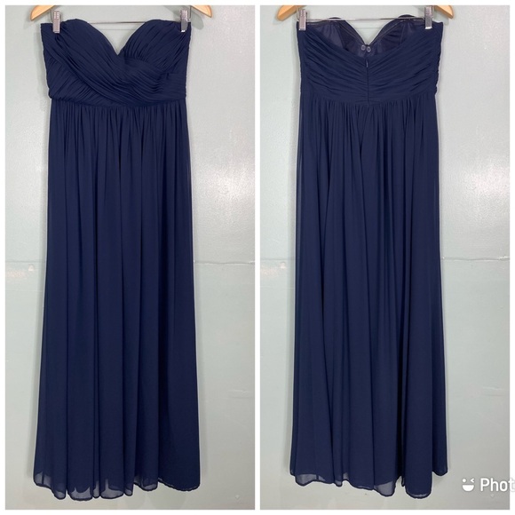 Jenny Yoo Leah Dress Navy Blue Maxi Missing Convertible Straps Sz‎ 6 Bridesmaid - Picture 2 of 5